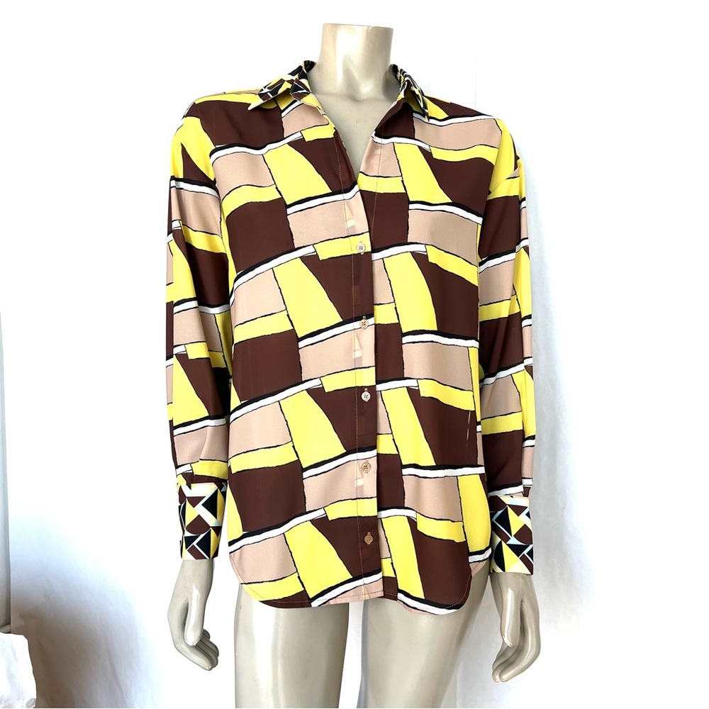 OVI Geometric Patterned Button-Up Shirt - Picture 5 of 9